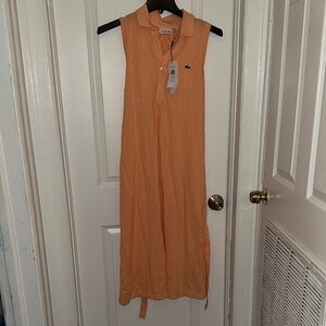 Lacoste Peach Sleeveless Polo Maxi Dress
